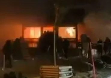 Terrifying moment deadly blaze engulfs ski resort bar in Crans-Montana after explosion as party-goers flee