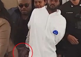 Shocking moment arrested sex attack suspect brazenly tries to GROPE female detective while being taken to jail in cuffs