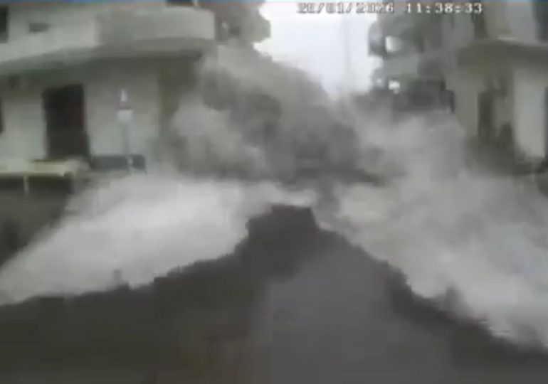 Watch moment storm surge wave hits Italian holiday island as red alerts issued after cyclone battering & 190 evacuated