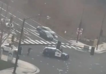 Dramatic moment carjacker who tried to steal police car is mowed down and shot dead by cops after 50-mile chase