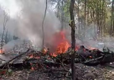Two killed after fighter plane crashes into forest during training mission as vid shows smouldering wreckage
