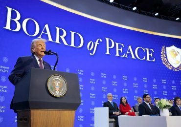 Trump unveils new ‘Board of Peace’ flanked by world leaders in Davos – as Britain snubs organisation over Putin fears