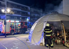 Memorial for victims of Swiss bar fire goes up in flames after tent was filled with candles and flowers for 41 killed